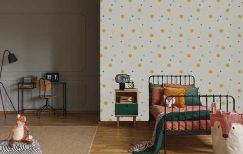 tapeta-kropki-pomarańczowe kropki-tapeta dla dzieci.jpg