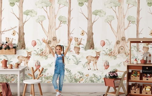 Fototapeta-Zwierzęta leśne-Las-Leśny świat-Misie-sarenka-fototapeta dla dzieci.jpg