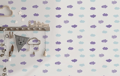 Tapeta na ścianę-Pastelowa tapeta-Chmurki-Niebo-Tapeta do pokoju dziecka.jpg