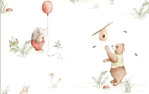 tapeta-Zwierzęta leśne-Las-Leśny świat-Misie-tapeta dla dzieci_.jpg
