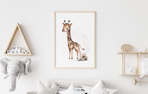 Plakat-Zwierzęta egzotyczne-Zwierzęta afrykańskie-Safari-zyrafa-akwarela-plakat dla dzieci-wzor.jpg
