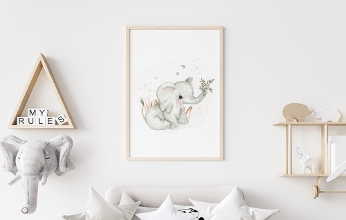 Plakat-Zwierzęta egzotyczne-Zwierzęta afrykańskie-Safari-slonik-akwarela-plakat dla dzieci-wzor.jpg