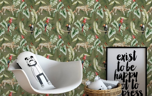 tapeta-tapeta do pokoju dziecka-dzungla-zwierzeta w dzungli-tapeta dzungla-tapeta dziecko