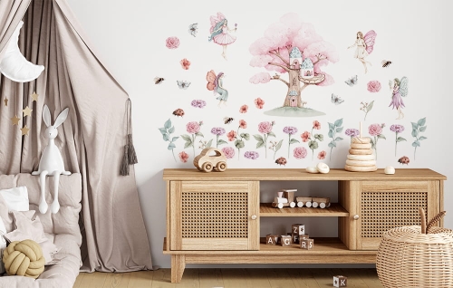 Naklejki na ścianę-Różowe naklejki-świat księżniczek-świat wróżek-ogrod-Księżniczki-Wróżki-Las-naklejki na ścianę dla dzieci.jpg