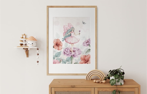 plakat do pokoju dziecka-plakat dla dzieci-wrozki plakat-wrozka plaakt-plakat rozowy-pokoj dziecka-plakat-plakat roza