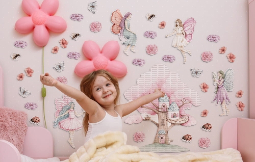 Naklejki na ścianę-naklejki sensoryczne-Różowe naklejki-świat księżniczek-świat wróżek-ogrod-Księżniczki-Wróżki-Las-naklejki na ścianę dla dzieci.jpg