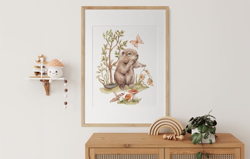 Plakat-Zwierzęta leśne-Las-Leśny swiat-Sarna-bobr-Plakat dla dzieci-strumyk.jpg