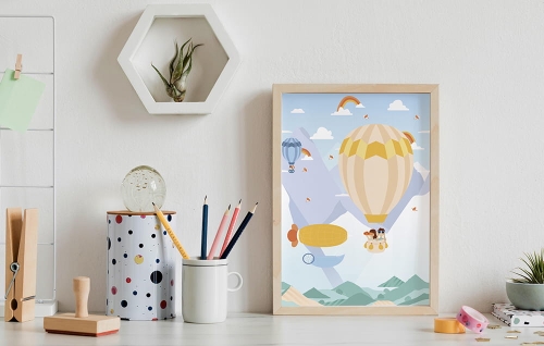 Plakat-Niebo-Podniebny świat-Balony-Chmury-Ptaki-Podróż balonem-Plakat dla dzieci2.jpg