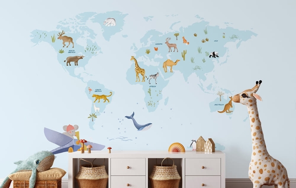 Fototapeta Mapa Świata Błękitna