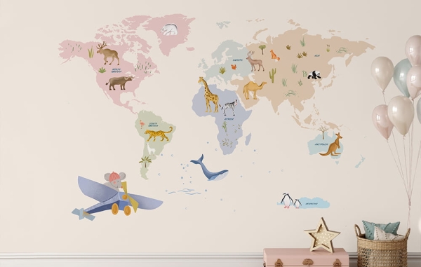 Fototapeta Mapa Świata Kolorowa