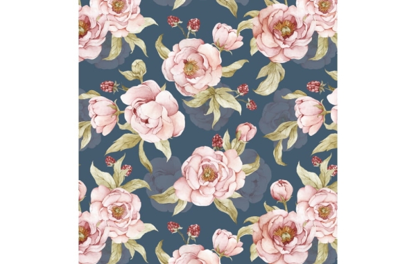Tapeta w kwiaty- Tapeta w łąkę- Tapeta boho-tapeta w kwiaty-Granat4.jpg