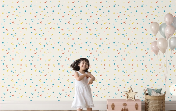 Tapeta na ścianę-słodkie kropki-kolorowe kropki-tapeta do pokoju dziecka-dziecko.jpg