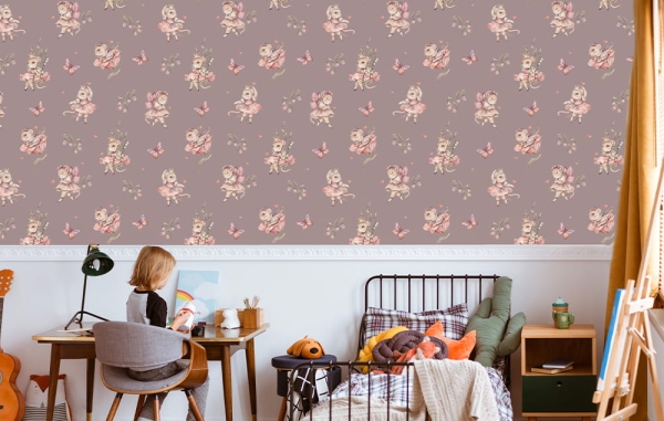 Tapeta-Zwierzęta leśne-myszka-mouse-baletnica-tapeta do pokoju dziecka-roz2.jpg