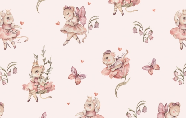 Tapeta-Zwierzęta leśne-myszka-mouse-baletnica-tapeta do pokoju dziecka-jasny roz6.jpg