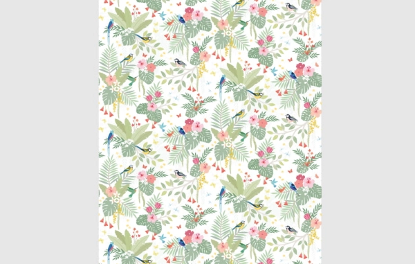 Tapeta na ścianę-Tapeta w kwiaty-Tapeta z ptakami-boho- Kolorowa tapeta.jpg