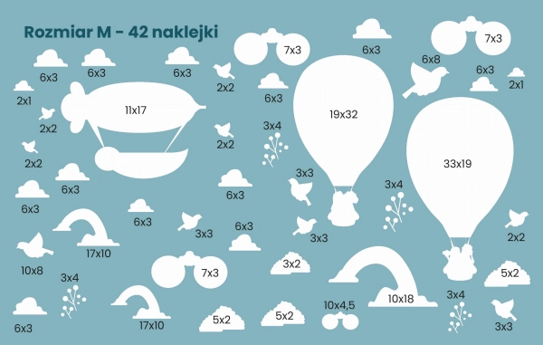 Naklejki na ścianę-Niebo-Podniebny świat-Balony-Chmury-Ptaki-Naklejki na ścianę dla dzieci-rozmiaryXL.jpg