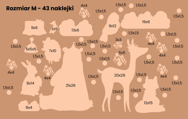 Naklejki na ścianę-Zwierzęta lesne- wymiary-Las-Leśny świat M.jpg