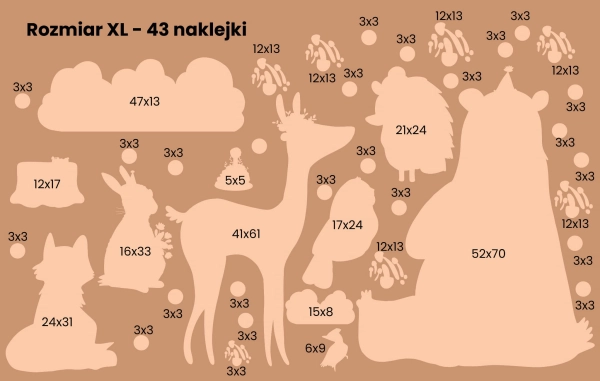 Naklejki na ścianę-Zwierzęta lesne- wymiary-Las-Leśny świat xl.jpg