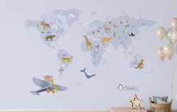 Fototapeta Mapa Świata Niebieska
