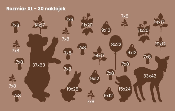 Naklejki na ścianę-Zwierzęta leśne-Las-Lesny świat-Misie-Sarenki-Jeze-xl.jpg