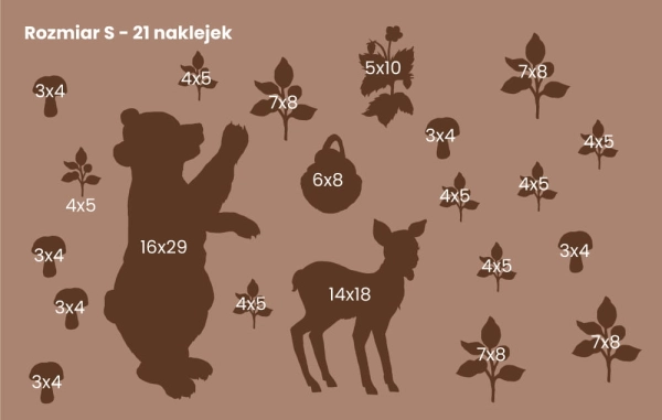 Naklejki na ścianę-Zwierzęta leśne-Las-Lesny świat-Misie-Sarenki-Jeze-xl.jpg