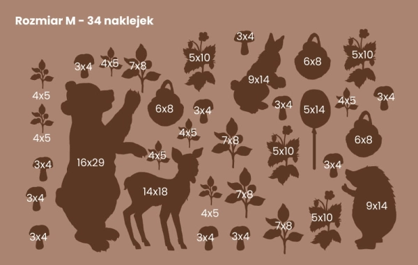 Naklejki na ścianę-Zwierzęta leśne-Las-Lesny świat-Misie-Sarenki-Jeze-xl.jpg