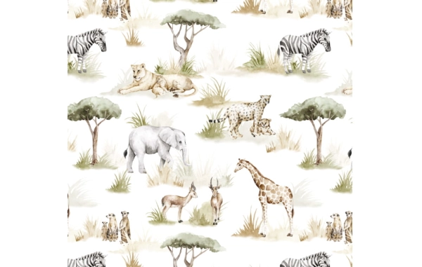 Tapeta-Zwierzęta egzotyczne-Zwierzęta afrykańskie-Safari-tapeta dzieci-tapeta do pokoju dziecka-wzor.jpg