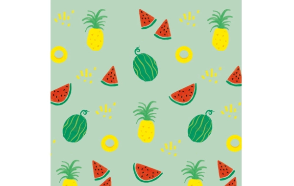 Tapeta-Owoce-Lemoniada-Arbuz-Ananas-Mięta-tapeta dzieci-wzor.jpg