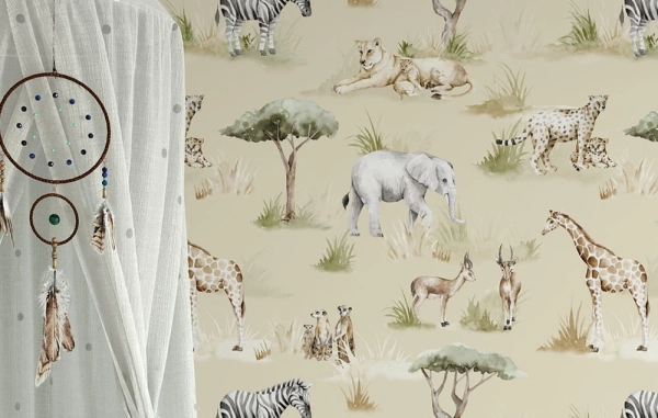 Tapeta-Zwierzęta egzotyczne-Zwierzęta afrykańskie-Safari-tapeta dzieci-tapeta do pokoju dziecka-bez-.jpg