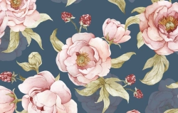 Tapeta Kwiaty Peonie Granat