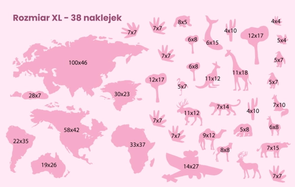 naklejka mapa-naklejka scienna do pokoju dziecka-mapa-naklejka ze zwierzetami swiata niebieska-naklejka do pokoju dziecka- wymiary.pl