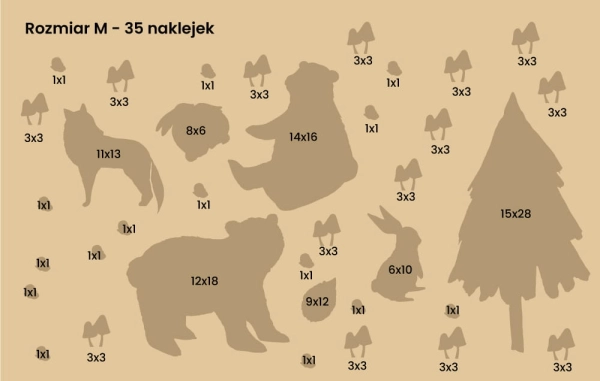 Naklejki na ścianę-Zwierzęta leśne-Las-Lesny świat-Misie-Sarenki-Jeze-odwaga-m.jpg