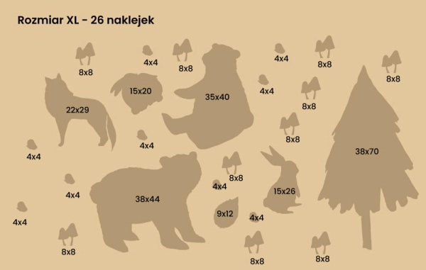 Naklejki na ścianę-Zwierzęta leśne-Las-Lesny świat-Misie-Sarenki-Jeze-odwaga-xl.jpg