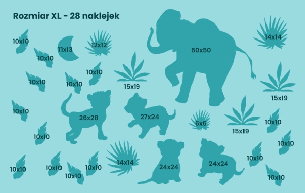naklejki na sciane-naklejki do pokoju dziecka-naklejki safari zoo-pokoj dziecka-naklejki-rozmiar
