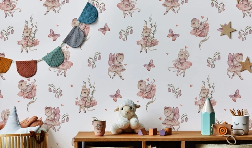 Tapeta-Zwierzęta leśne-myszka-mouse-baletnica-tapeta do pokoju dziecka.jpg
