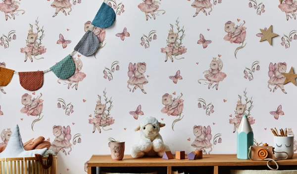 Tapeta-Zwierzęta leśne-myszka-mouse-baletnica-tapeta do pokoju dziecka.jpg