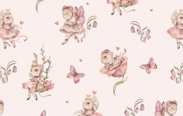 Tapeta-Zwierzęta leśne-myszka-mouse-baletnica-tapeta do pokoju dziecka-jasny roz6.jpg