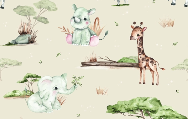 Tapeta dla dzieci-Zwierzęta egzotyczne-Zwierzęta afrykańskie-Safari-tapeta dzieci-safari-bez5.jpg