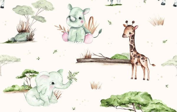 Tapeta dla dzieci-Zwierzęta egzotyczne-Zwierzęta afrykańskie-Safari-tapeta dzieci-safari-ecru4.jpg