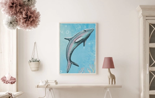 Plakat-Wodna Kraina-Syrena-Dno Oceanu-Podwodny świat-delfin2-Plakat dla dzieci.jpg