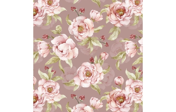 Tapeta w kwiaty- Tapeta w łąkę- Tapeta boho-tapeta w kwiaty-blekitne-peonie-tapeta do pokoju dziecka-roz-wzor.jpg