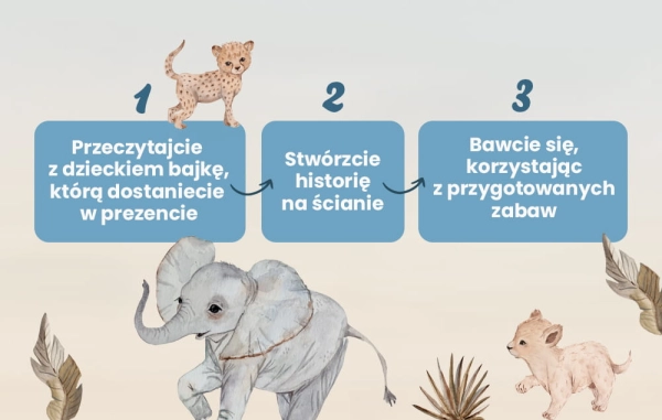 Tapeta-Noc-safari-Zwierzęta-Niebo nocą-slon-lwy-Gwiazdy-Księżyc-dla dzieci-naklejki scienne-pokoj dziecka-naklejki sensoryczne-kroki.jpg