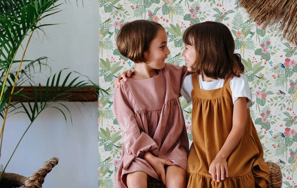 Tapeta na ścianę-Tapeta w kwiaty-Tapeta z ptakami-boho- Kolorowa tapeta1.jpg